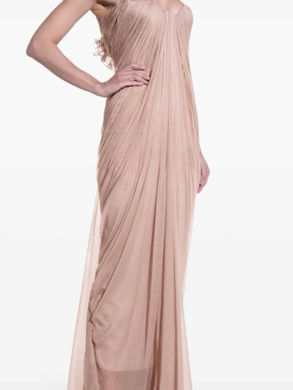 Elegant Blush Pink Pleated Evening Gown - Women - Picture 3 of 9